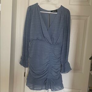 fab'rik Long Sleeve Dress in Dusty Blue